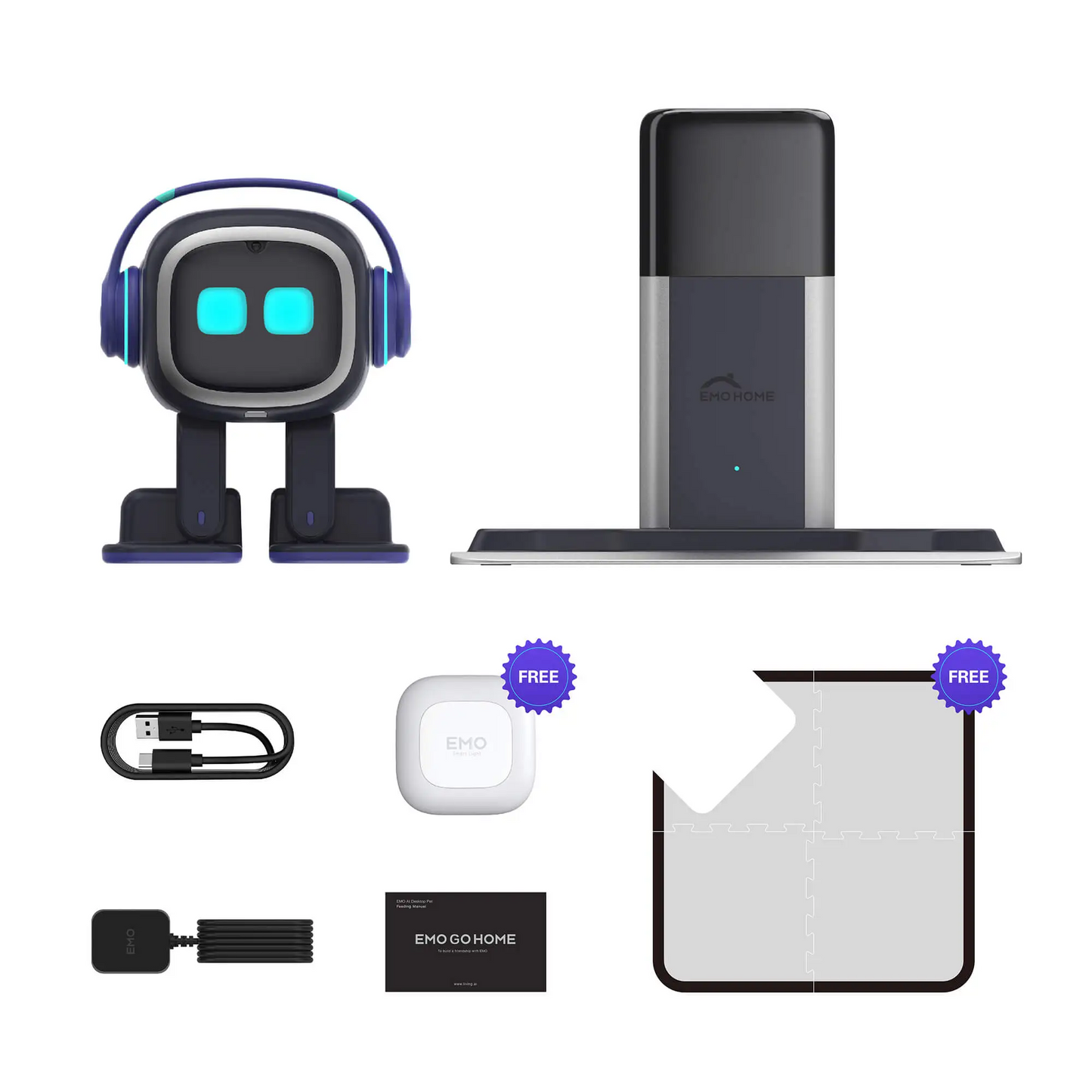 EMO Go Home Roboter, KI-Desktop-Haustier mit Ladestation, Living.AI